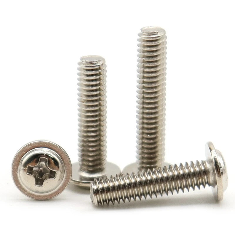 M3 Flanged Button Head Phillips Machine Screws – Nickel Plated Carbon Steel, Fully Threaded (5–20mm)