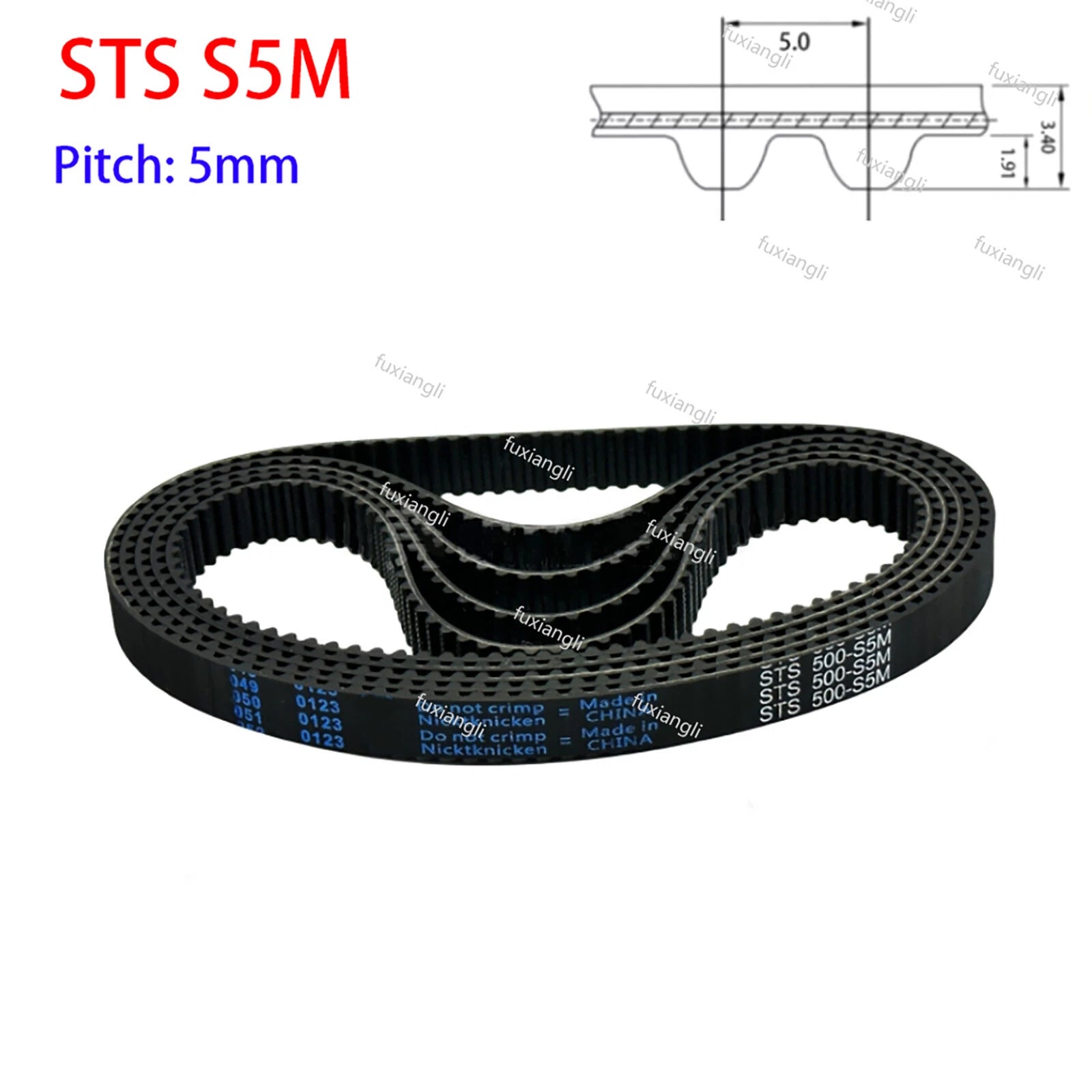 S5M Timing Belt 20mm Wide – Closed Loop Rubber Synchronous Belt, 5mm Pitch (180mm–4000mm)