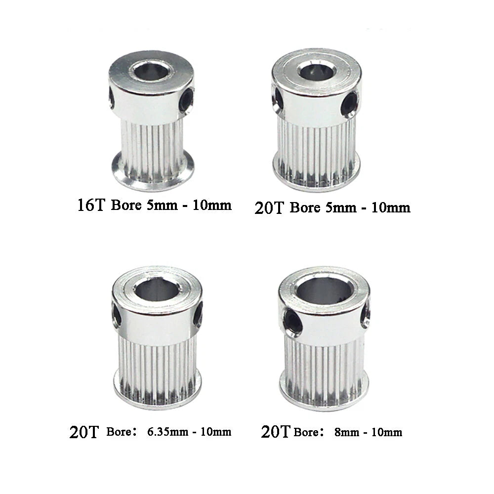 GT2 10mm Timng Belt Smooth Tooth Idler Drive Pulley 16T/20T Bore 3 5 6 6.35 8mm