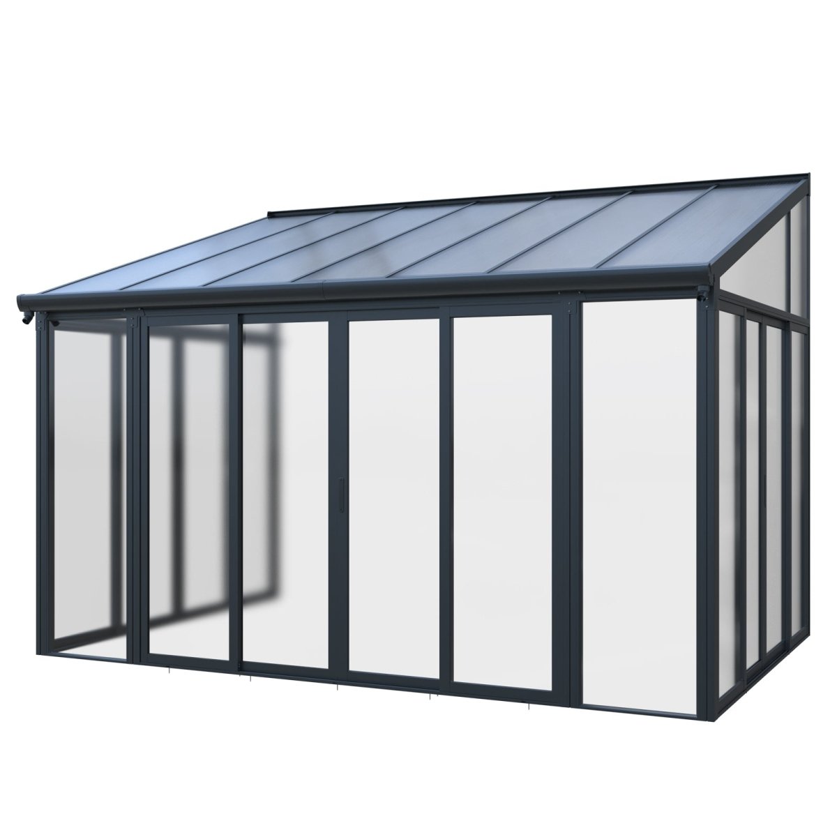 10x14 Enclosed Patio Cover with Lockable Doors & Polycarbonate Roof - HomeDIYer