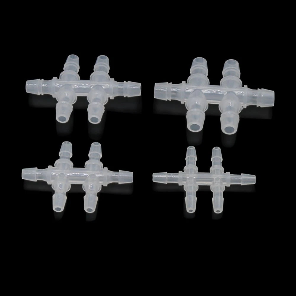 6-Way Plastic Barbed Hose Connector — Pipe Splitter Tubing Fitting (3.9mm–7.9mm)
