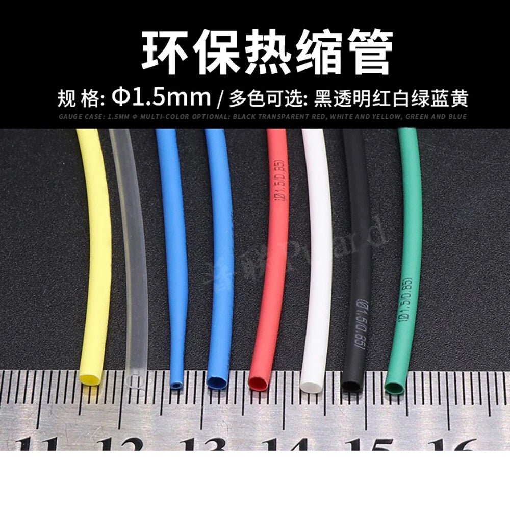 1.5mm Heat Shrink Tube – 2:1 & 3:1 Ratio Wire Sleeve, 13 Colors - HomeDIYer