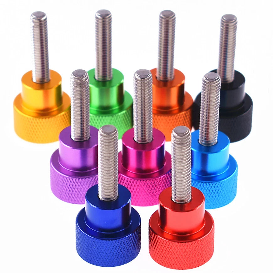 6#-32 M3 M3.5 M4 Knurled Thumb Screws Aluminum + Stainless Thumbscrew Bolt Green