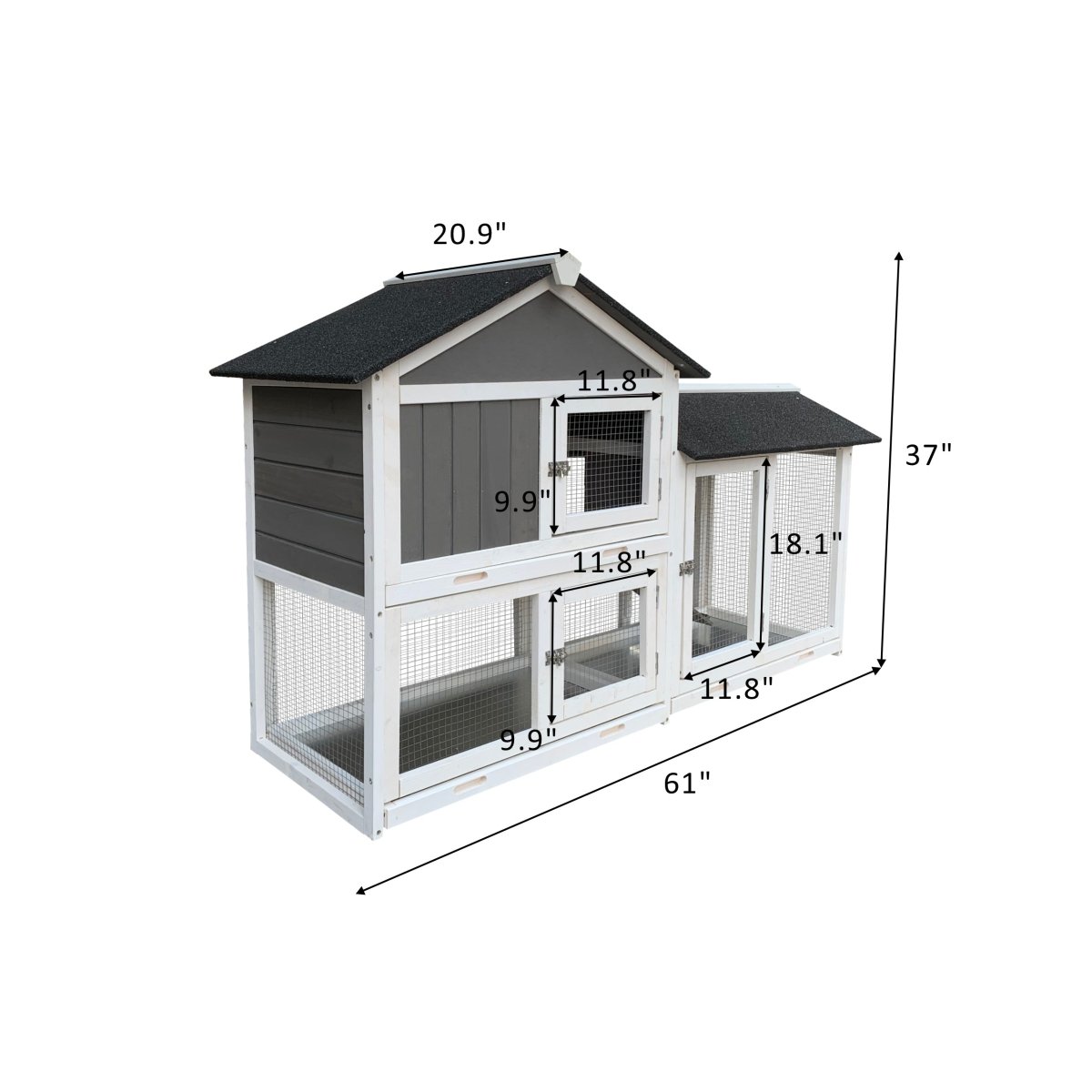 Removable Tray Ramp wooden outdoor rabbit hutch with running cage - HomeDIYer
