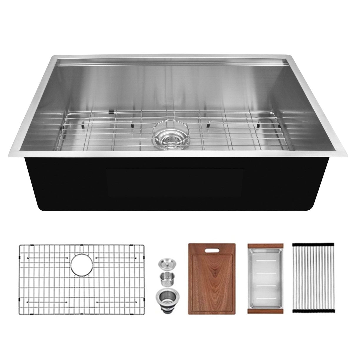 30 Inch Workstation Ledge kitchen Sink Undermount 304 Stainless Steel Single Bowl R10 Tight Radius Sink - HomeDIYer