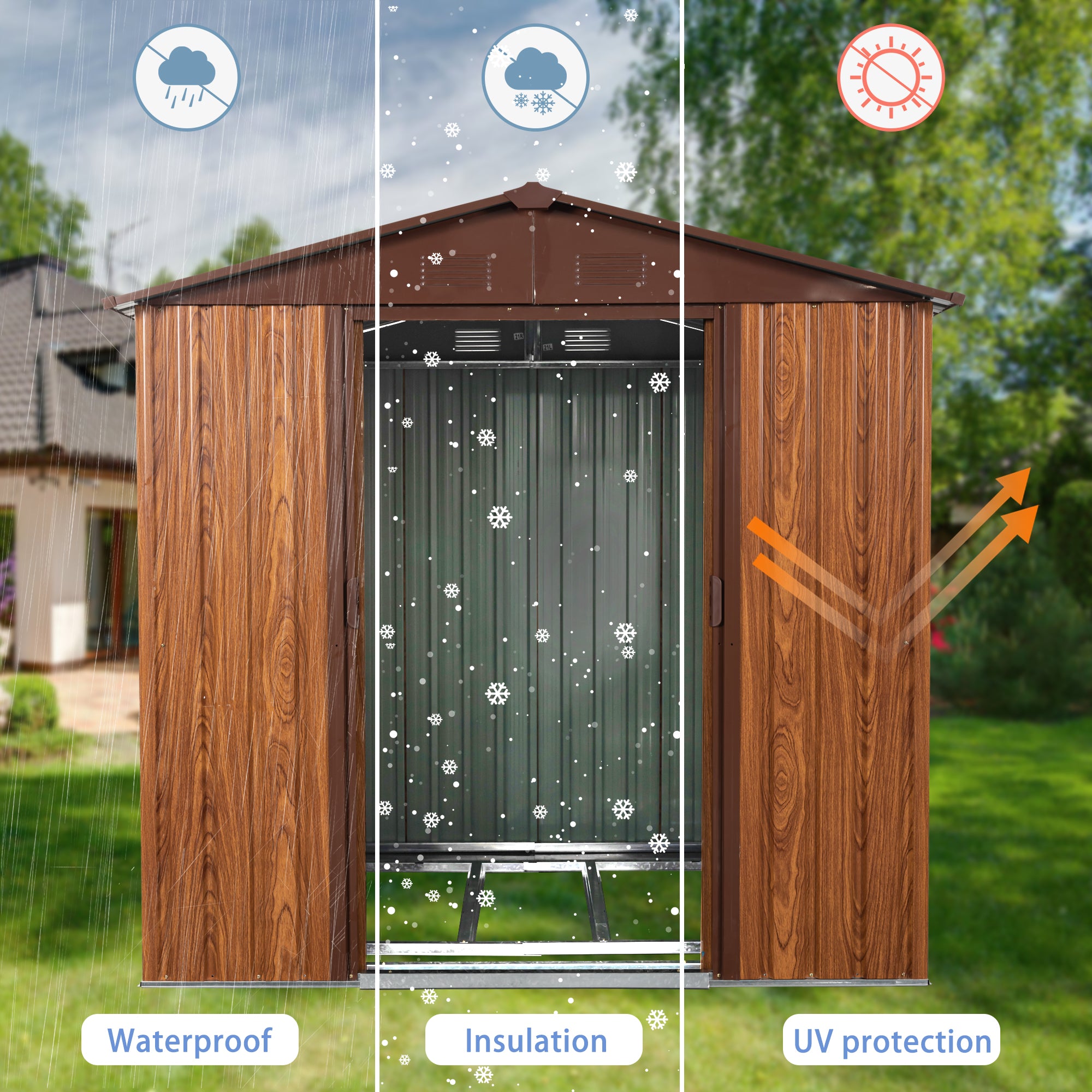 6ft x 6ft Outdoor Metal Storage Shed with Metal Foundation ,With window
