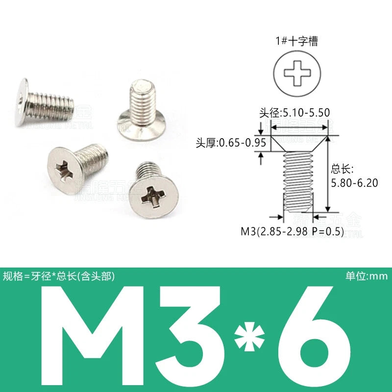 M3 Countersunk Thin Machine Screws – Carbon Steel, Nickel/Black Zinc, Phillips Drive (3–16mm Lengths)