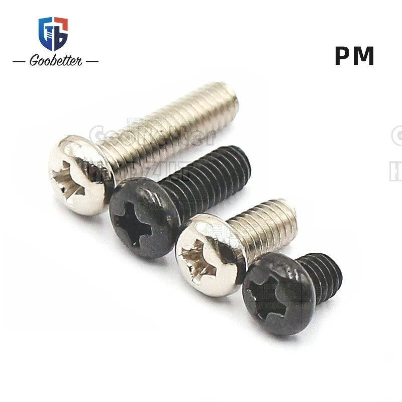 M3 Phillips Round Pan Head Machine Screws — Carbon Steel, 4–30mm, 100–500 PCS - HomeDIYer