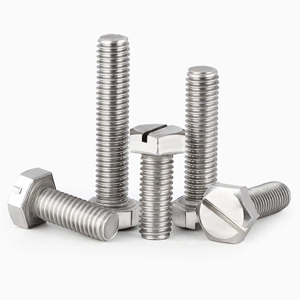 External Hex Slotted Machine Screws – A2 Stainless Steel, M4 to M16, Fully Threaded