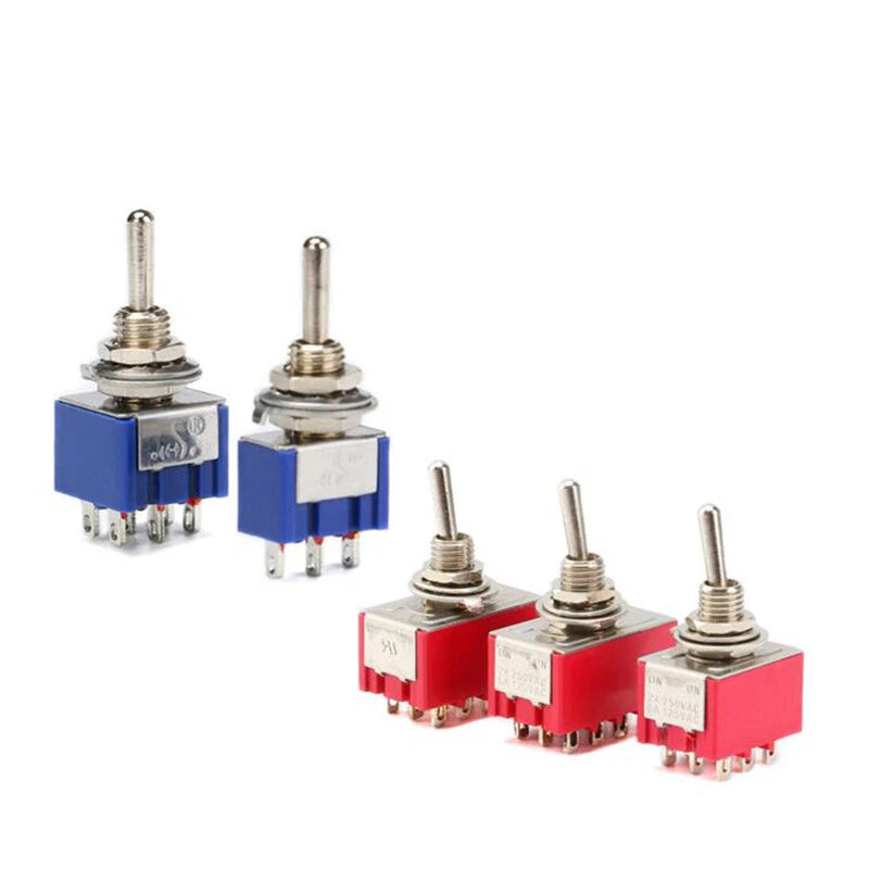 MTS Series Toggle Switch SPDT — 3/6/9/12 Pin, 2/3 Position, ON-ON & Momentary, AC 2A 250V 5A 120V