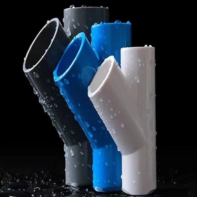PVC 45 Degree Tee Equal 3Way Supply Pipe Fittings Adapter White Blue Grey