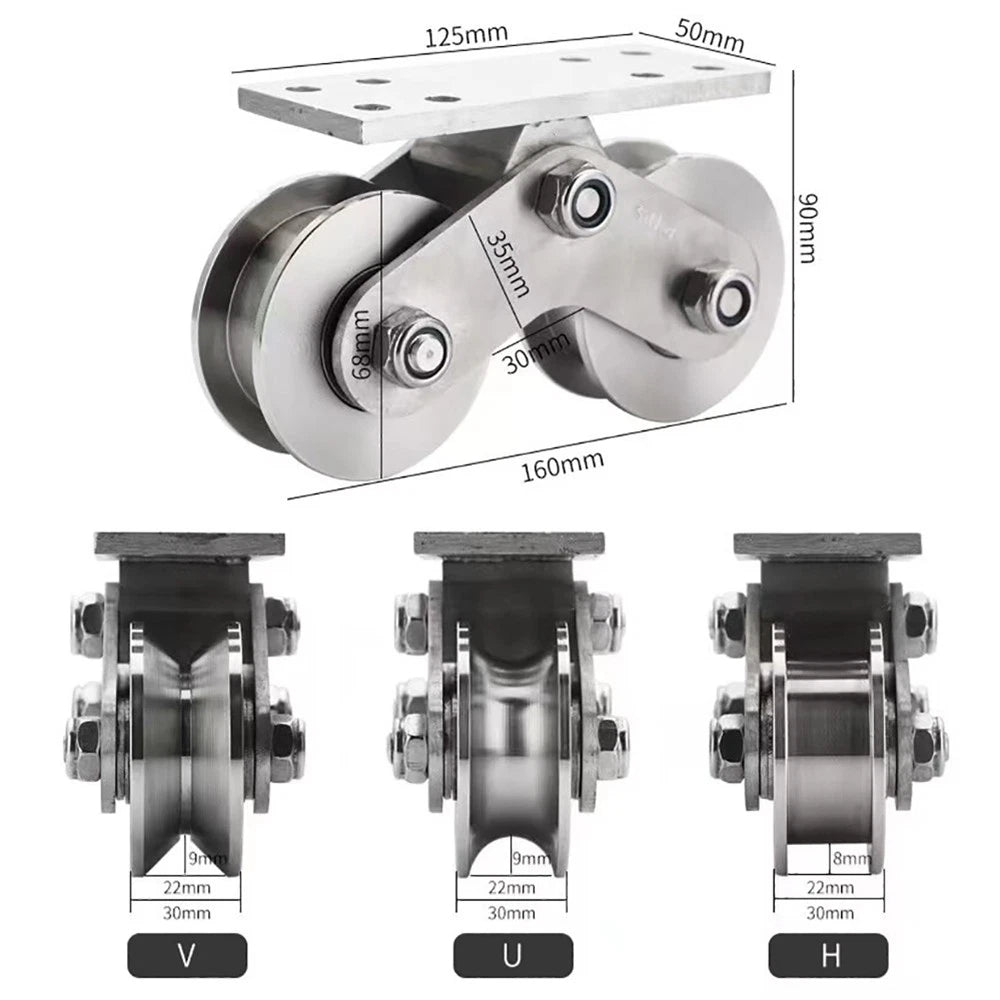 Stainless Steel Pulley UVH Groove Sliding Door Roller Runner Wheel Track Pulley