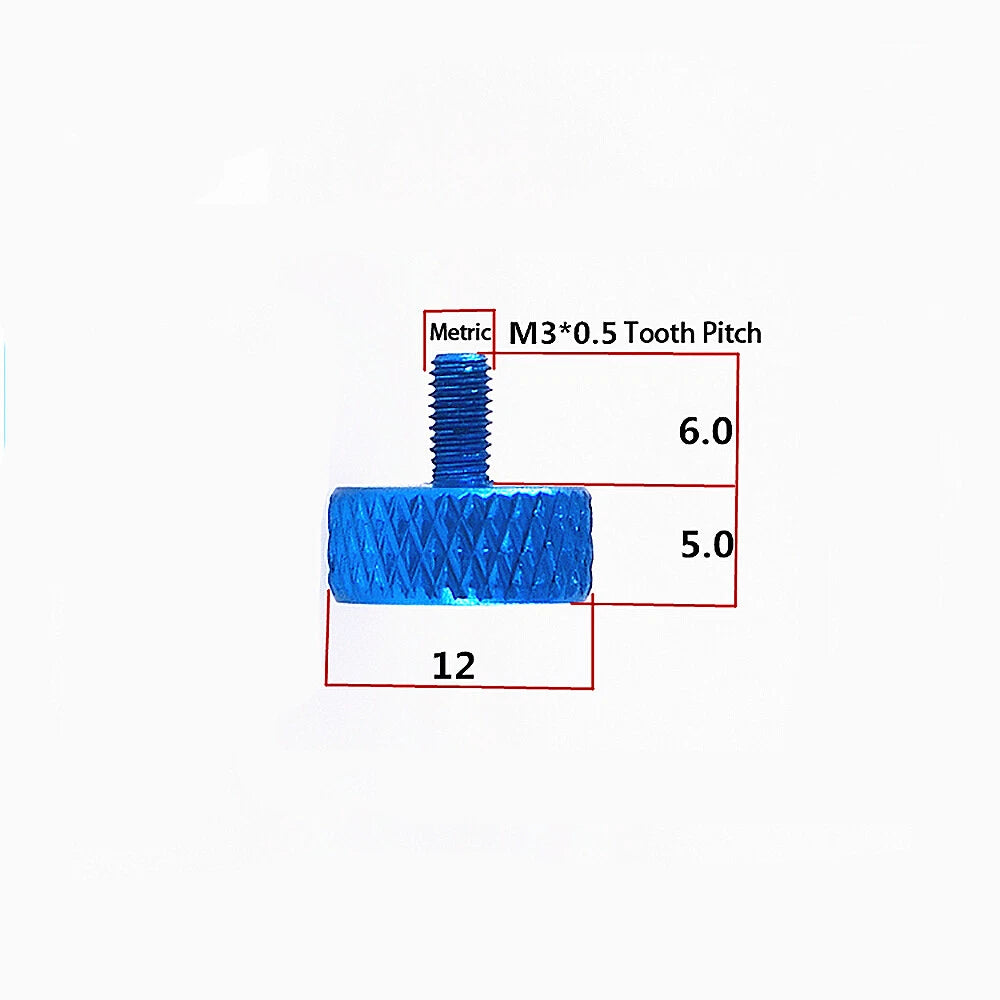 M3 Aluminum Knurled Thumb Screws – Flat Head, Anodized Colors, 6/8/10mm