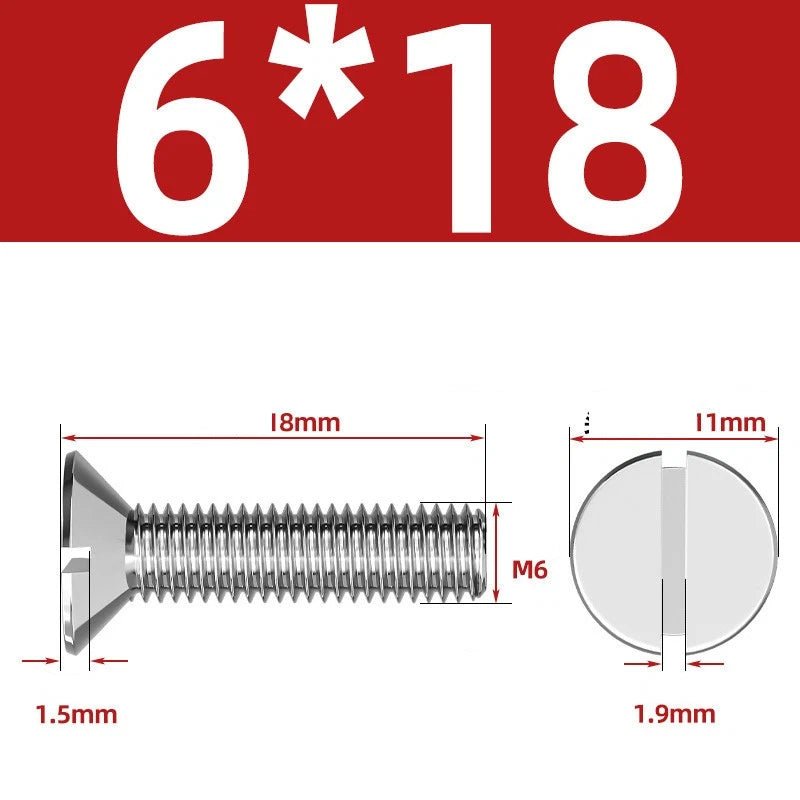 A2 Stainless Steel Slotted Countersunk Machine Screws — M1.6 to M10, Flat Head CSK Bolts - HomeDIYer