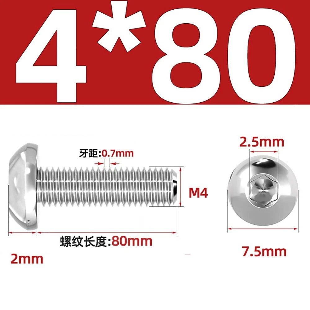 M1.6–M5 A2 Stainless Steel Button Head Socket Cap Screws – Round Pan Head, Hex Drive, Fully Threaded