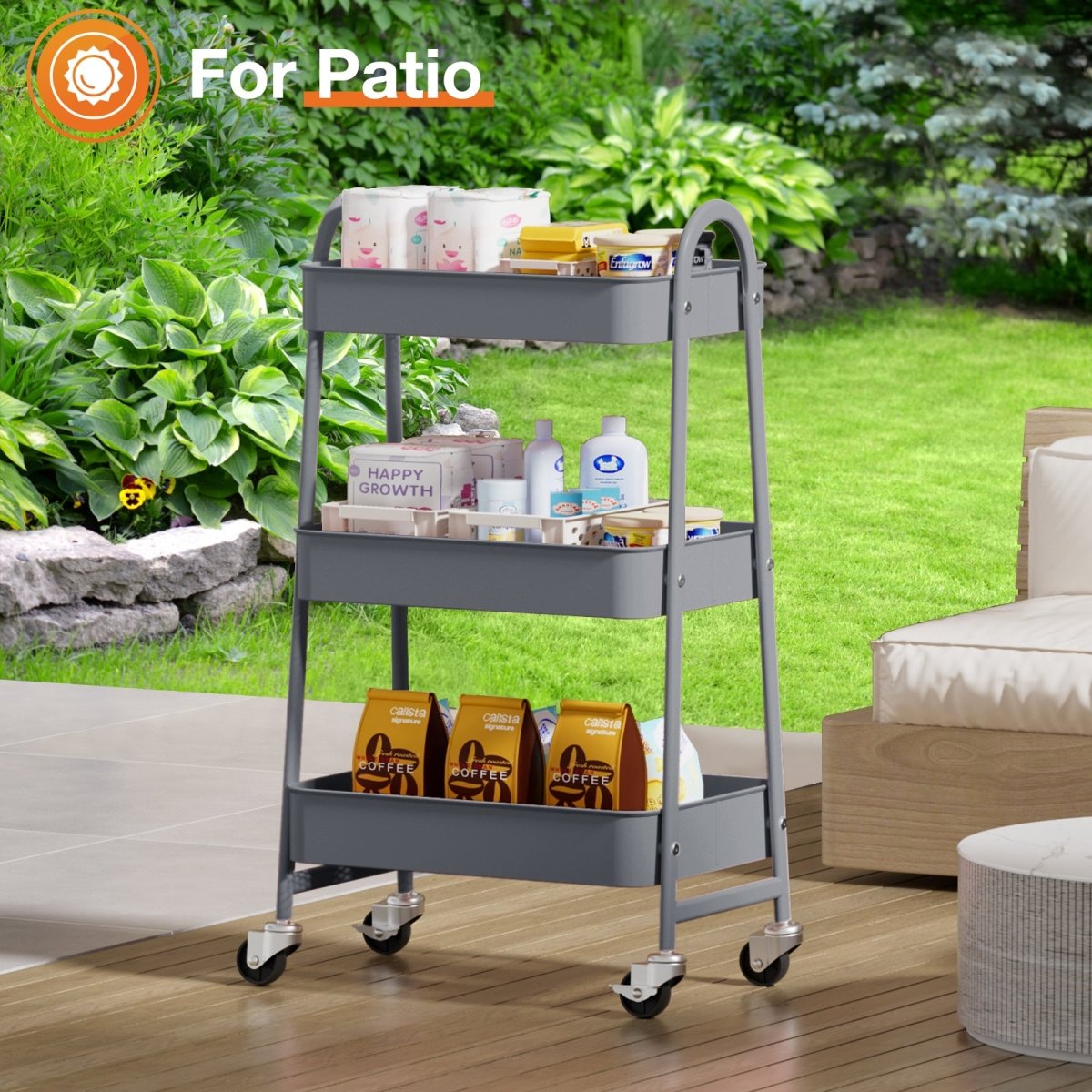 Pink 3 Tier Small Rolling Cart, Metal Utility Storage Organizer Kitchen Trolley Bathroom Laundry Room Bar Office Shelves - HomeDIYer