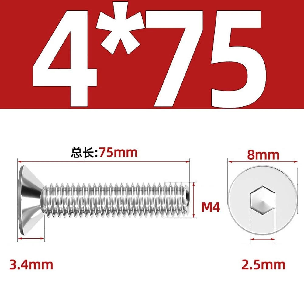Countersunk Hex Socket Screws – A2 Stainless Steel, M2 to M16, DIN 7991, Fully Threaded