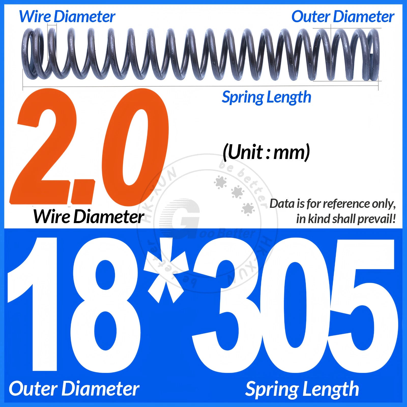 Length 305mm Compression Spring Pressure Springs OD 3-60mm Wire Dia 0.3mm-6.0mm