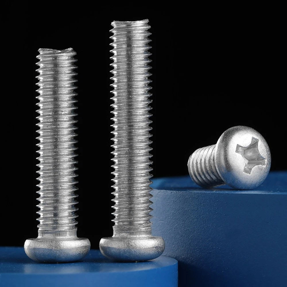 6063 Aluminium Phillips Pan Head Machine Screws DIN 7985 — M1.7 to M6 Metric
