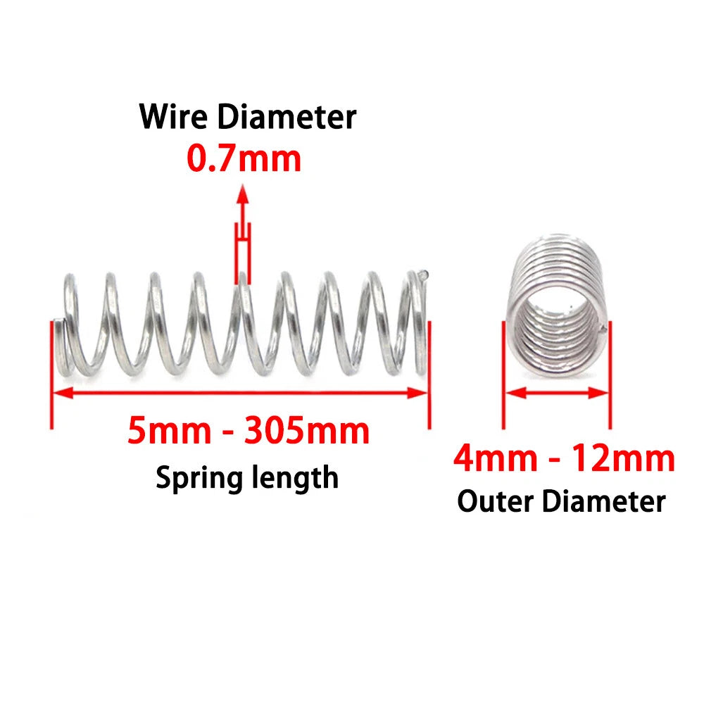 Compression Spring Wire Dia 0.7mm 304 Stainless Steel Pressure Spring 5mm-305mm