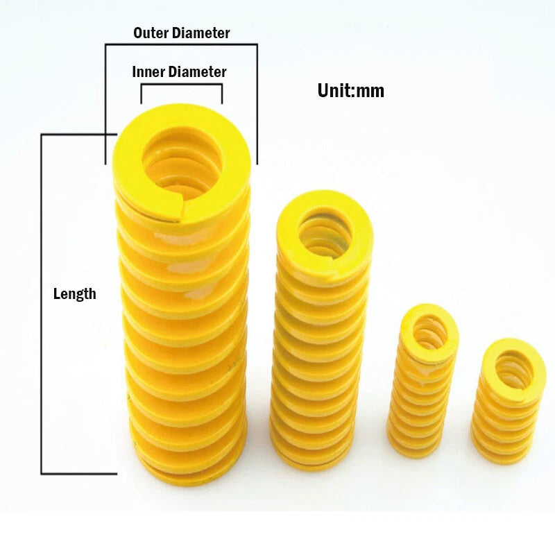 Die Compression Spring Heavy Load Duty Yellow 10/11mm ID 20-300mm Length