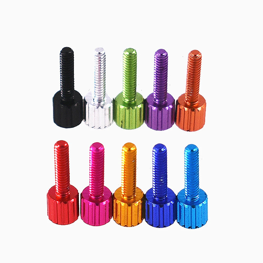 M2×12mm Aluminum Knurled Thumb Screws — Flat Head, 10 Colors, Computer & DIY