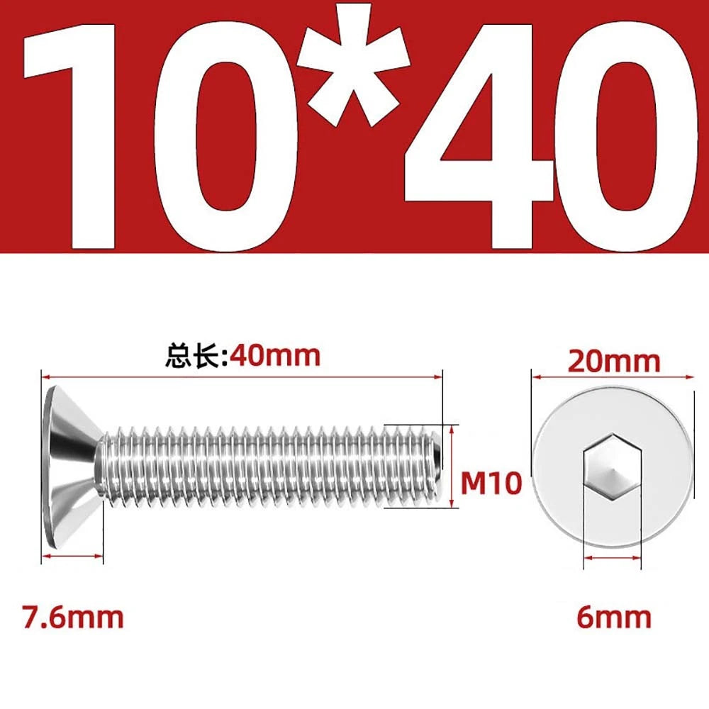 Countersunk Hex Socket Screws – A2 Stainless Steel, M2 to M16, DIN 7991, Fully Threaded