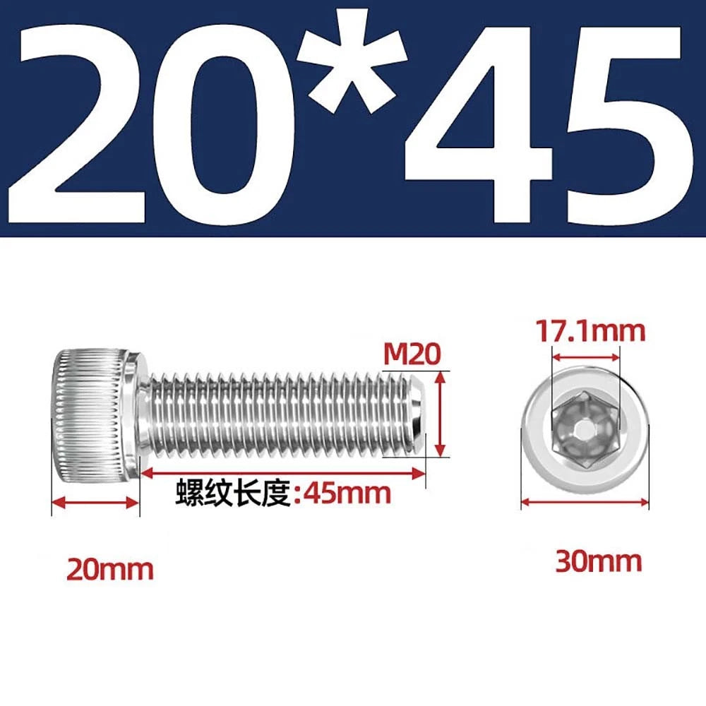 Socket Head Cap Screws – A2 Stainless Steel, M6 to M24, Hex Drive (DIN 912)