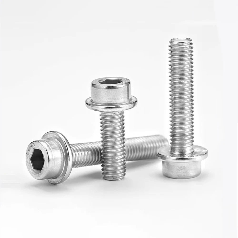 M5–M12 Flange Cap Head Hex Socket Screws – 304 Stainless Steel, Fully Threaded (8–60mm)