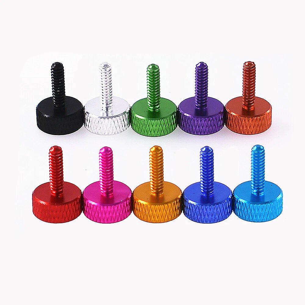 UNC 6 - 32 x 12mm Flat Head Aluminum Thumb Screws — Anodized, 10 Colors, Multi - Pack - HomeDIYer