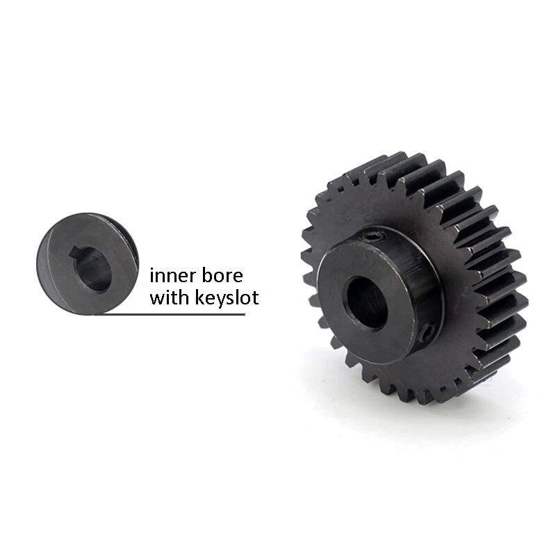 Mod 1.5 Steel Spur Gear 20 Teeth Bore 5mm-15mm Transmission Pinion with Keyslot