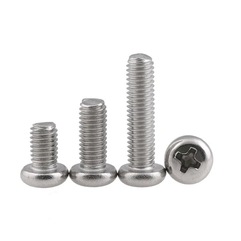 M1.4–M5 Round Head Phillips Machine Screws, Nickel Plated Metric Bolts