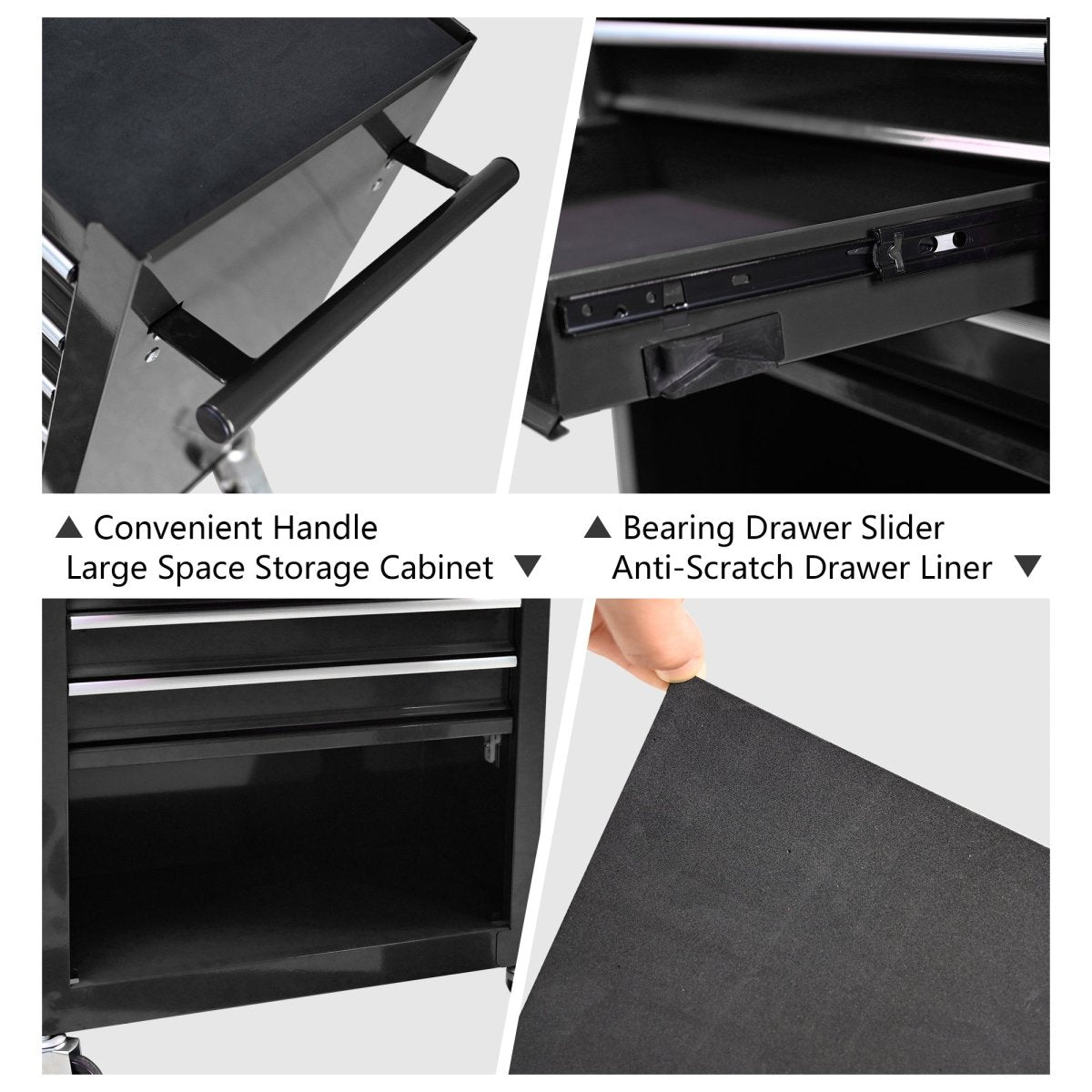 4 Drawers Multifunctional Tool Cart With Wheels - Black - HomeDIYer