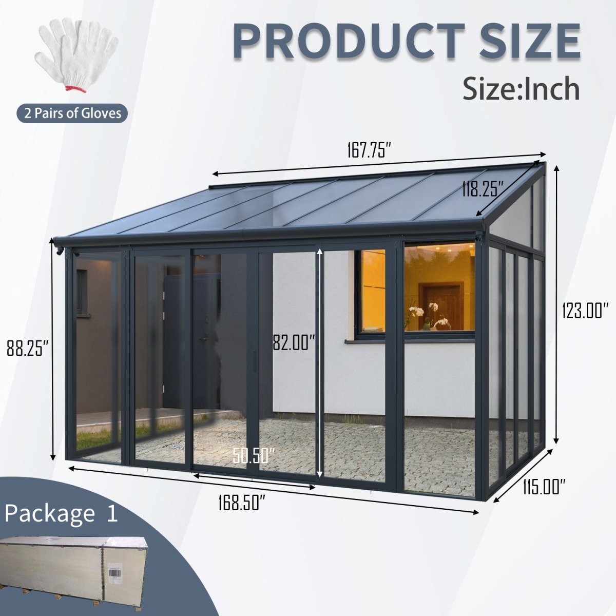 10x14 Enclosed Patio Cover with Lockable Doors & Polycarbonate Roof - HomeDIYer
