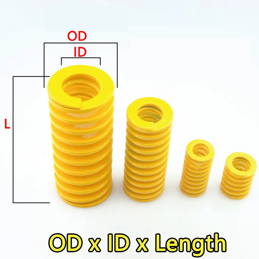 Yellow Lightest Load Die Mold Springs Compression Spring OD 16mm Length 25-300mm