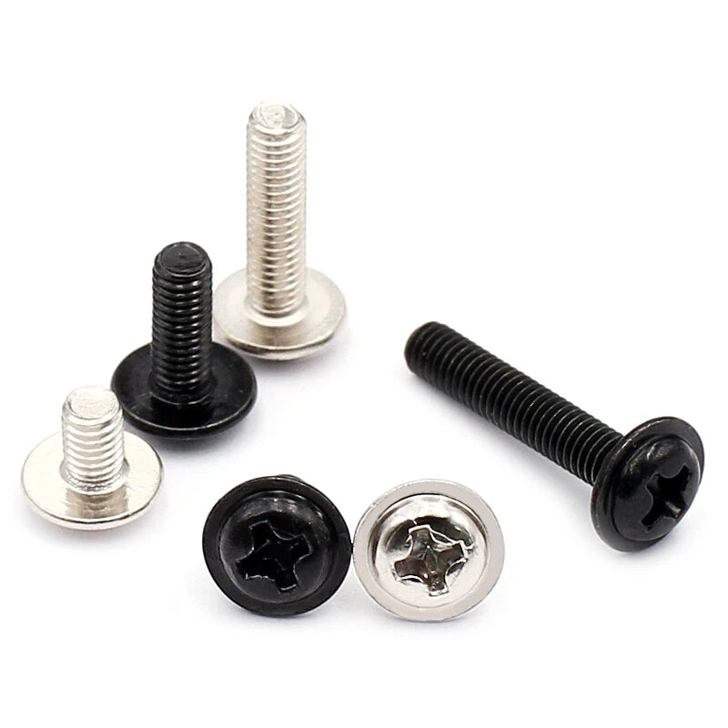 Flanged Button Head Phillips Machine Screws — M1.4 to M4, Nickel Plated or Black