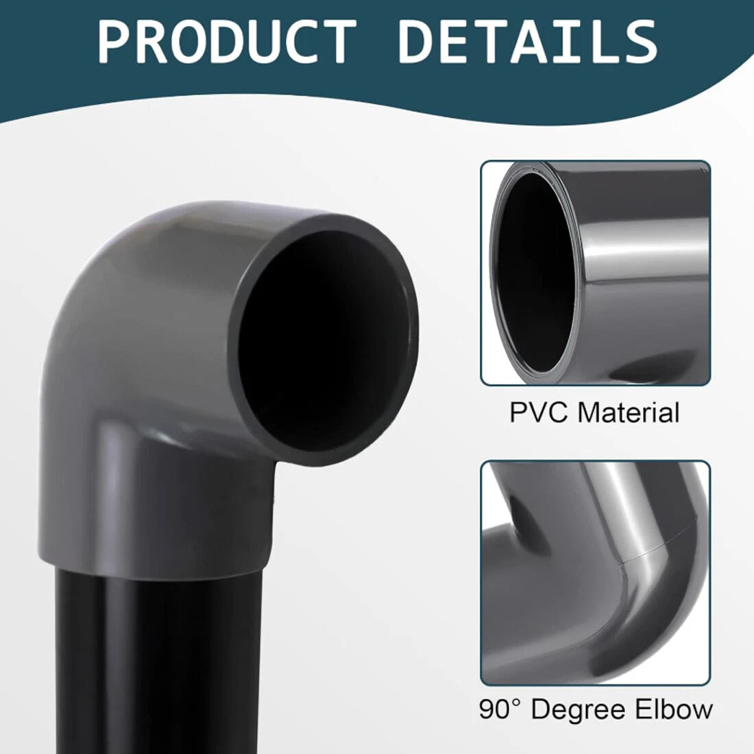 PVC - Grey Pressure 90 Degree Bend - Pond Pipe Fittings 16 20 25 32 40 50~110mm