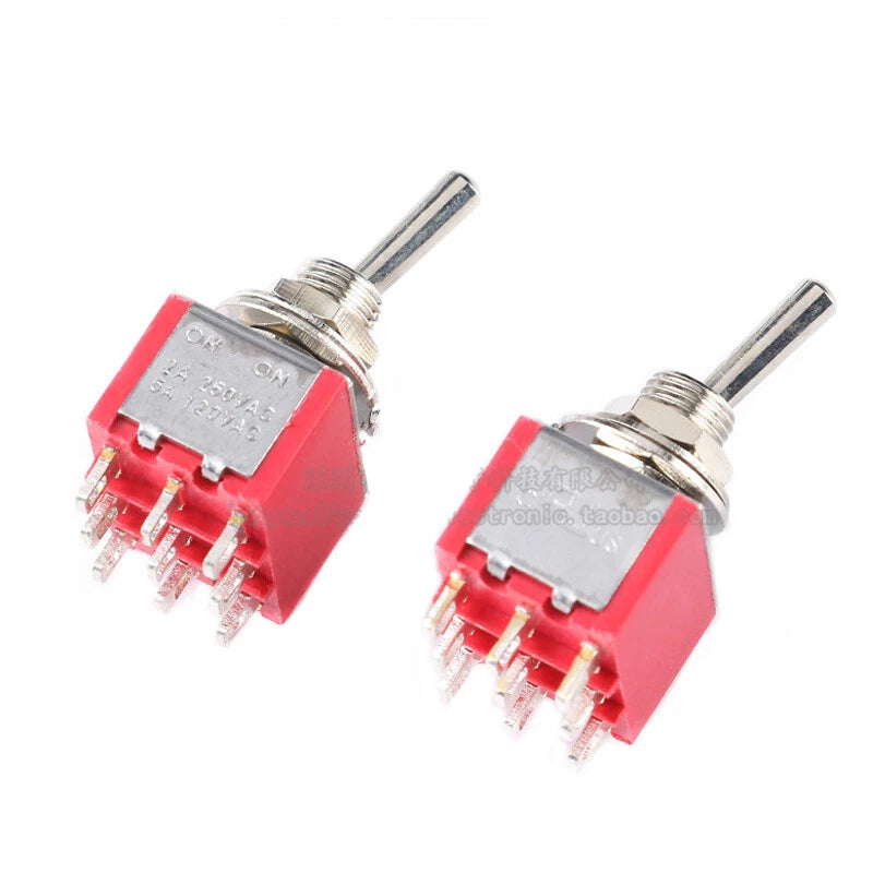 MTS Series Toggle Switch 3–12 Pin | On-On / On-Off-On | Blue & Red