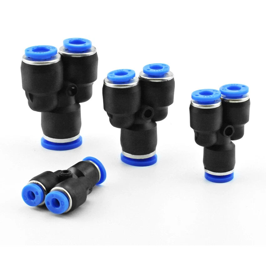 PW Pneumatic Push-In Fittings | Reducing Y-Piece Tee Adapters for Air Hose