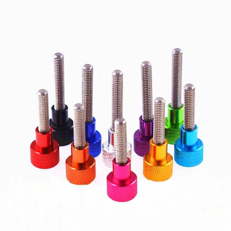 M3 Aluminum Handle Knurled Thumb Screws with Stainless Steel Shank — 10 Colors, 4 Lengths - HomeDIYer
