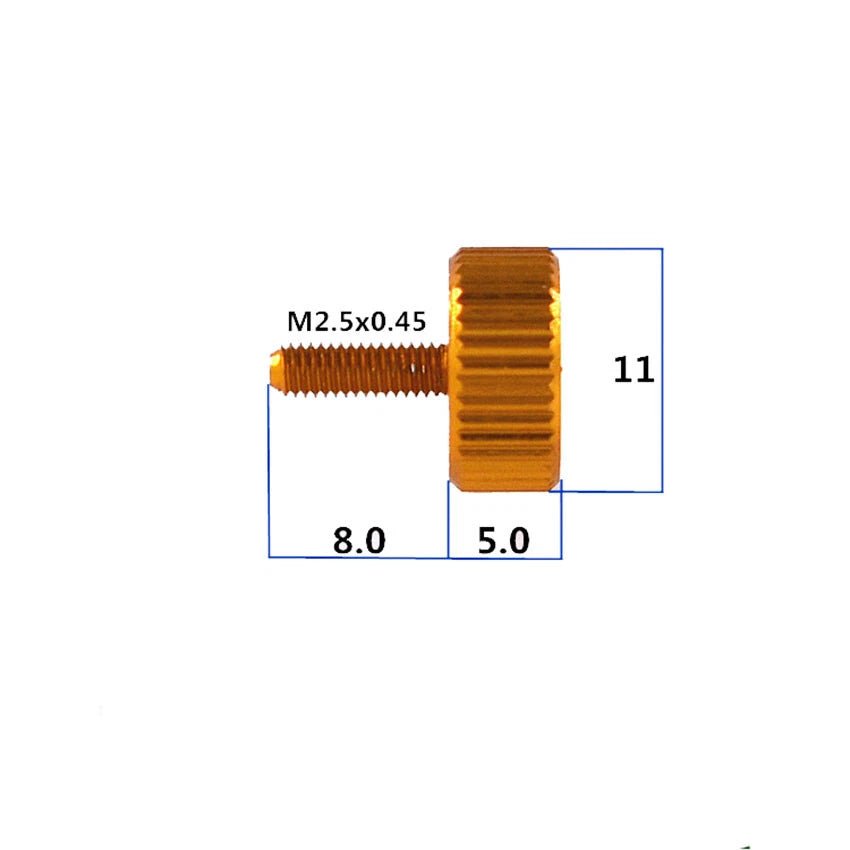 M2.5x8mm / M2.6x8mm Flat Knurled Thumb Screws – Aluminum Alloy for Computer Side Panel (11 Colors) - HomeDIYer