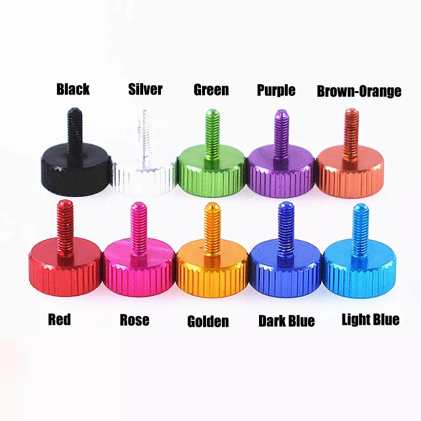 M2.5 / M2.6 x 8mm Aluminium Knurled Thumb Screws — Hand Grip Knob Bolts for PC & DIY