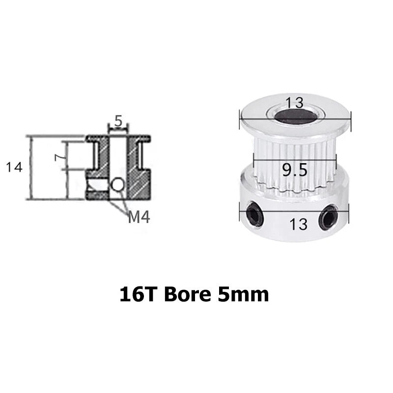 2GT 16T-40T Timing Belt Pulley Synchronous Aluminium 3D Printer Extruder Gear