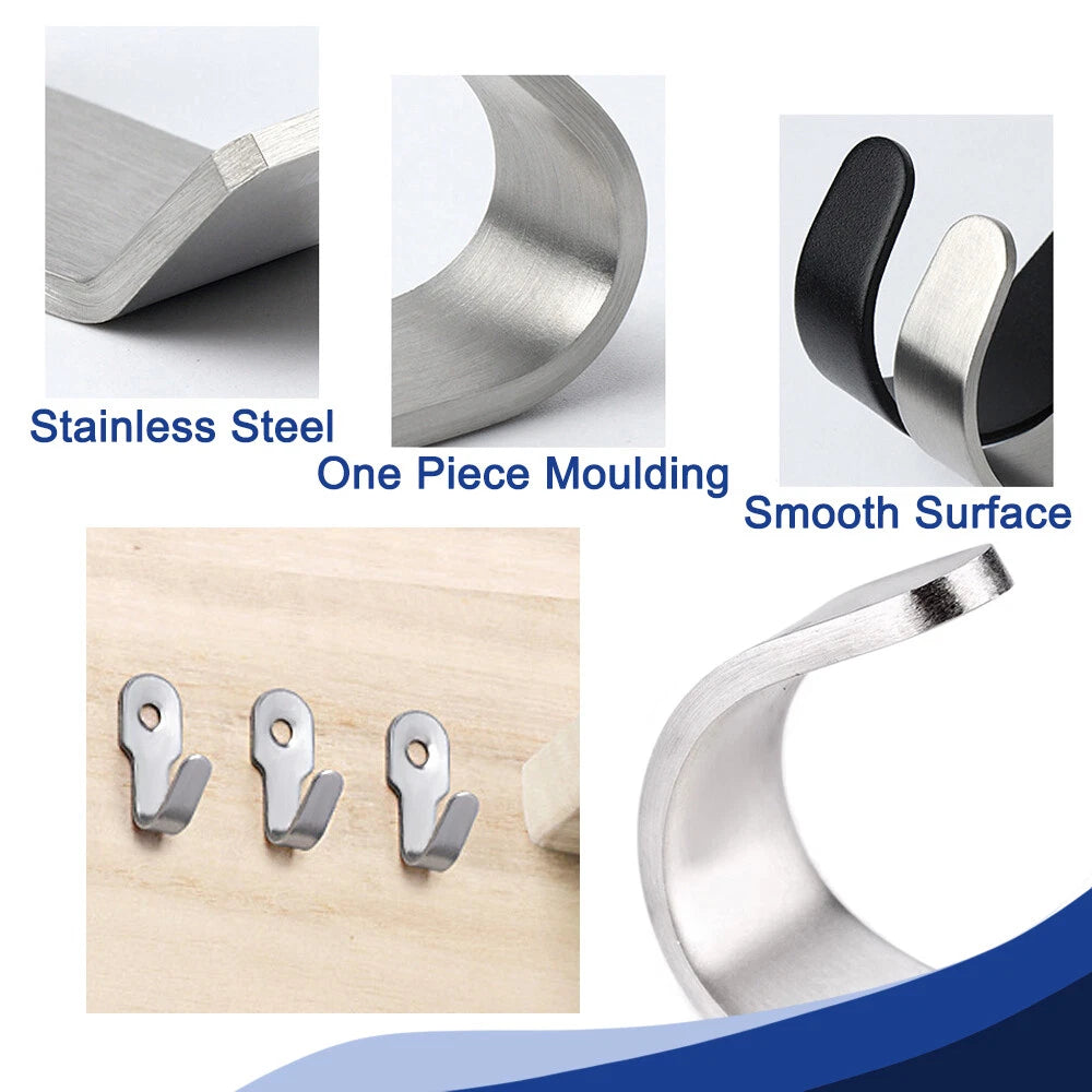 Mini J-Shaped Hooks Stainless Items Key Rack Wall Punchin Hook Kitchen Bathroom