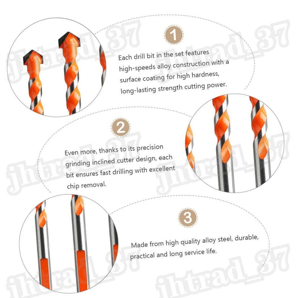 5 - Piece Triangular Shank Drill Bit Set — Alloy Steel, Multi - Material (6–12mm) - HomeDIYer