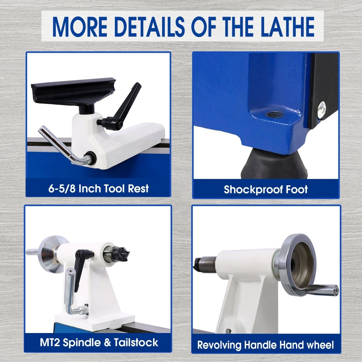 Benchtop Wood Lathe 10" x 18" Wood Lathe Machine 5 Variable Speeds 500/750/1150/1800/3200RPM Mini Wood Turning Lathe for Woodworking 1/2HP Multifunctional Power Wood Lathe - HomeDIYer