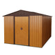 8x10 FT Metal Storage Shed Sliding Lockable Doors 4 Vents Floor Frame Coffee