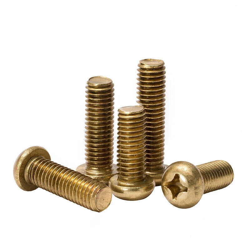 M2 M2.5 M3 M4 Brass Phillips Pan Head Machine Screws – Metric Rounded Head, Fully Threaded