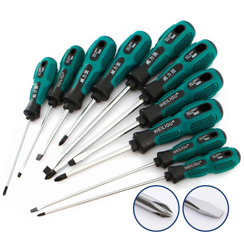 Shank L38-300mm Premium Magnetic Screwdriver Set Cross-Head Flat Heads Precision