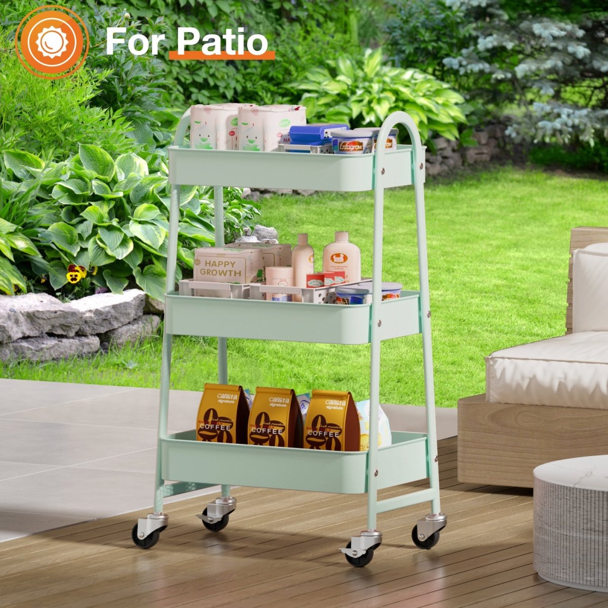 3 Tier Small Rolling Cart, Metal Utility Storage Organizer Kitchen Trolley Bathroom Laundry Room Bar Office Shelves - HomeDIYer